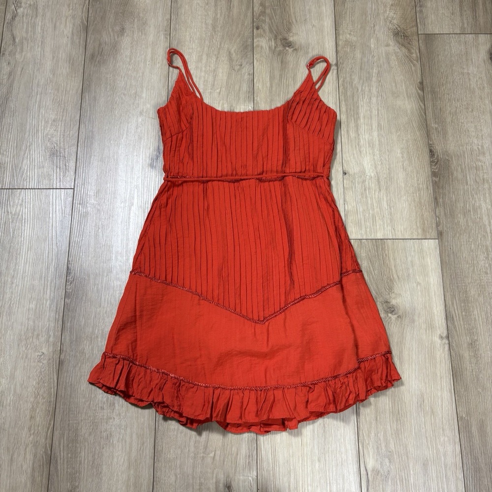 Saints + Secrets Dress Women US M Red‎ Lace Ruffle  Mini Party Holiday Cocktail